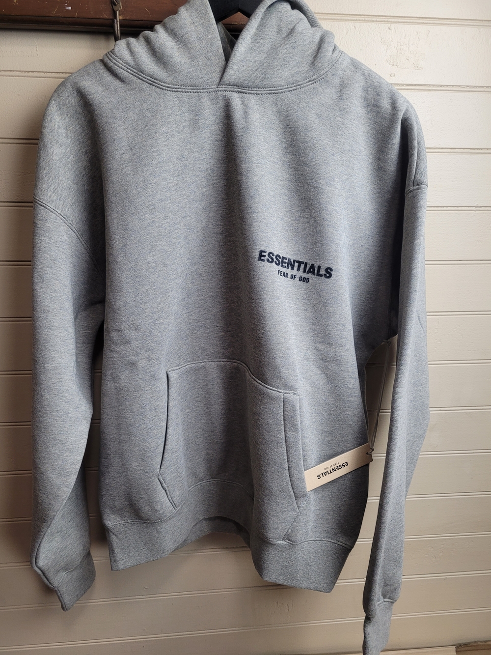 ESSENTIALS Fear of God Dark Oatmeal Logo Hoodie XS